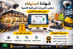 شهادة استيفاء تركيب كاميرات المراقبة الأمنية